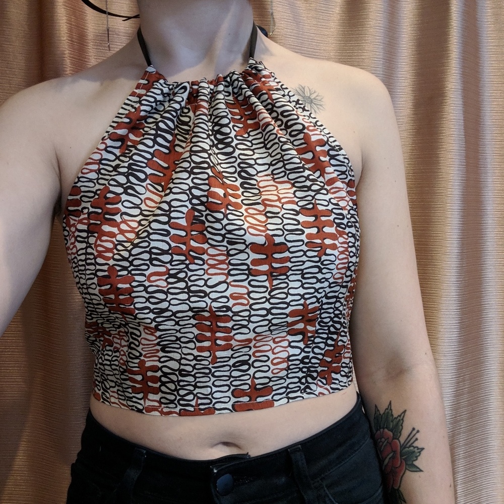 Vintage silk halter crop top